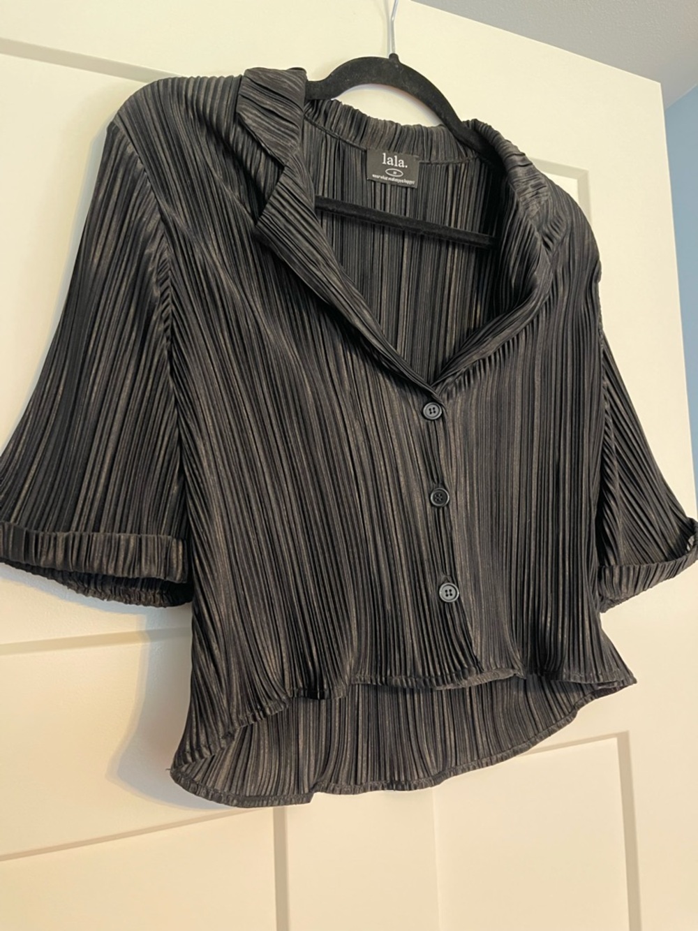 Lala Two Piece Black Pleated Set with Cropped top and maxi skirt with pockets